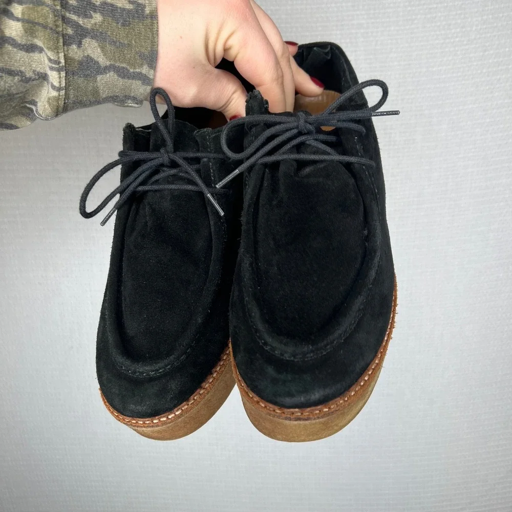 Flamingos Life Black Suede Platform Creepers Shoes‎ Women's Size 9